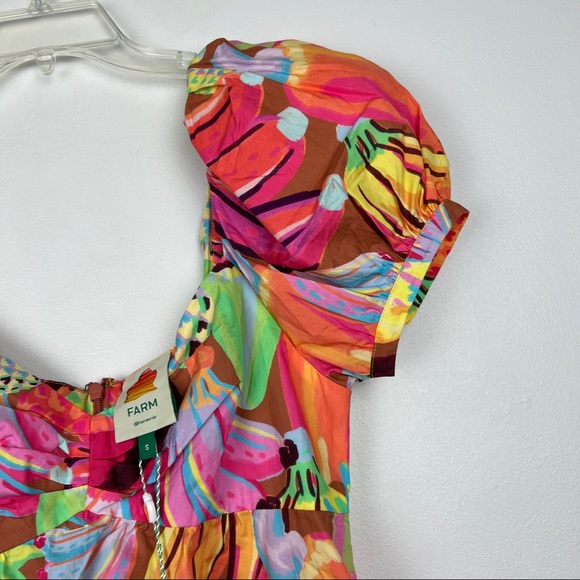 FARM Rio Fruit Salad Cotton Puff Sleeve Dress - Picture 5 of 7